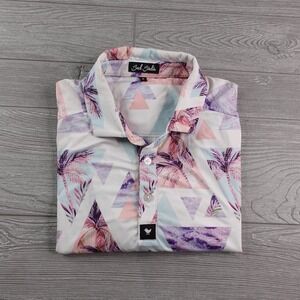 Bad Birdie Cali Polo Men's Medium Palm Trees All Over Print Retro Y2K